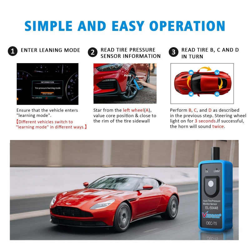 VXSCAN أداة إعادة تعلم VXSCAN TPMS، أداة تنشيط مستشعر ضغط الإطارات OEC-T5 لمركبات سلسلة GM لتعلم نظام الإطارات - Image 4